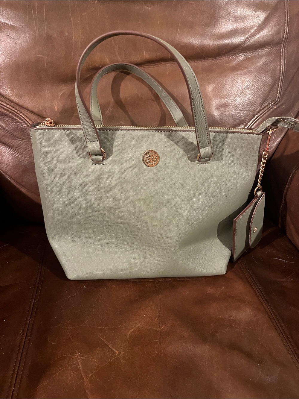 Anne Klein Classic Sage Handbag with Gold Accent